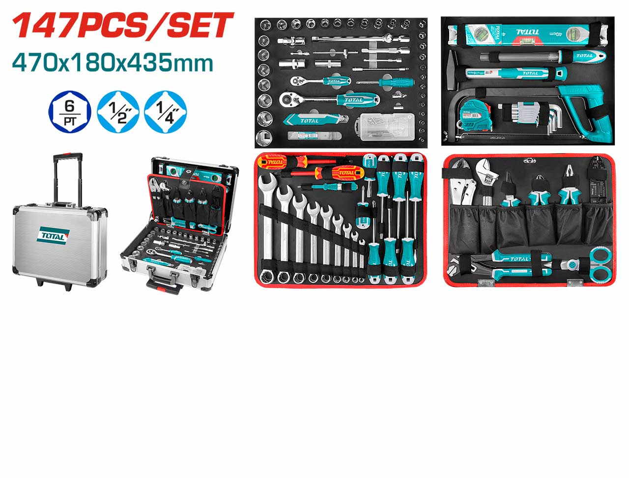 TOTAL 147-Piece Hand Tools Set THKTHP21476