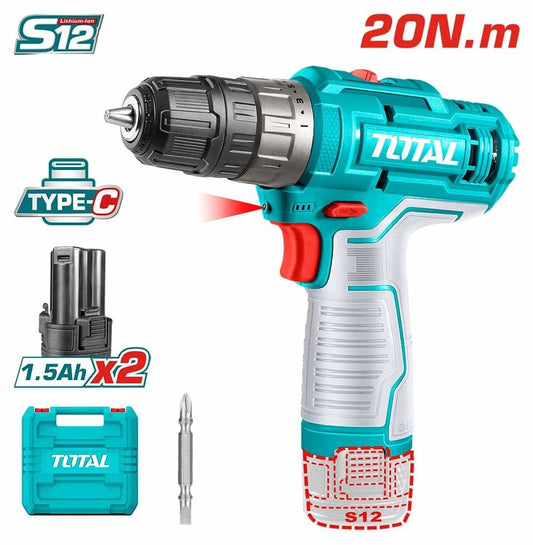 TOTAL 12V Cordless Drill with 2-Speed Gear TDLI12202