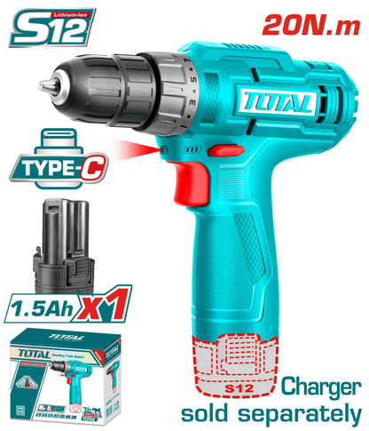 TOTAL 12V Lithium-Ion Cordless Drill TDLI12428