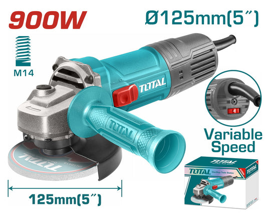 TOTAL 900W Angle Grinder with 125mm Disc TG10912556