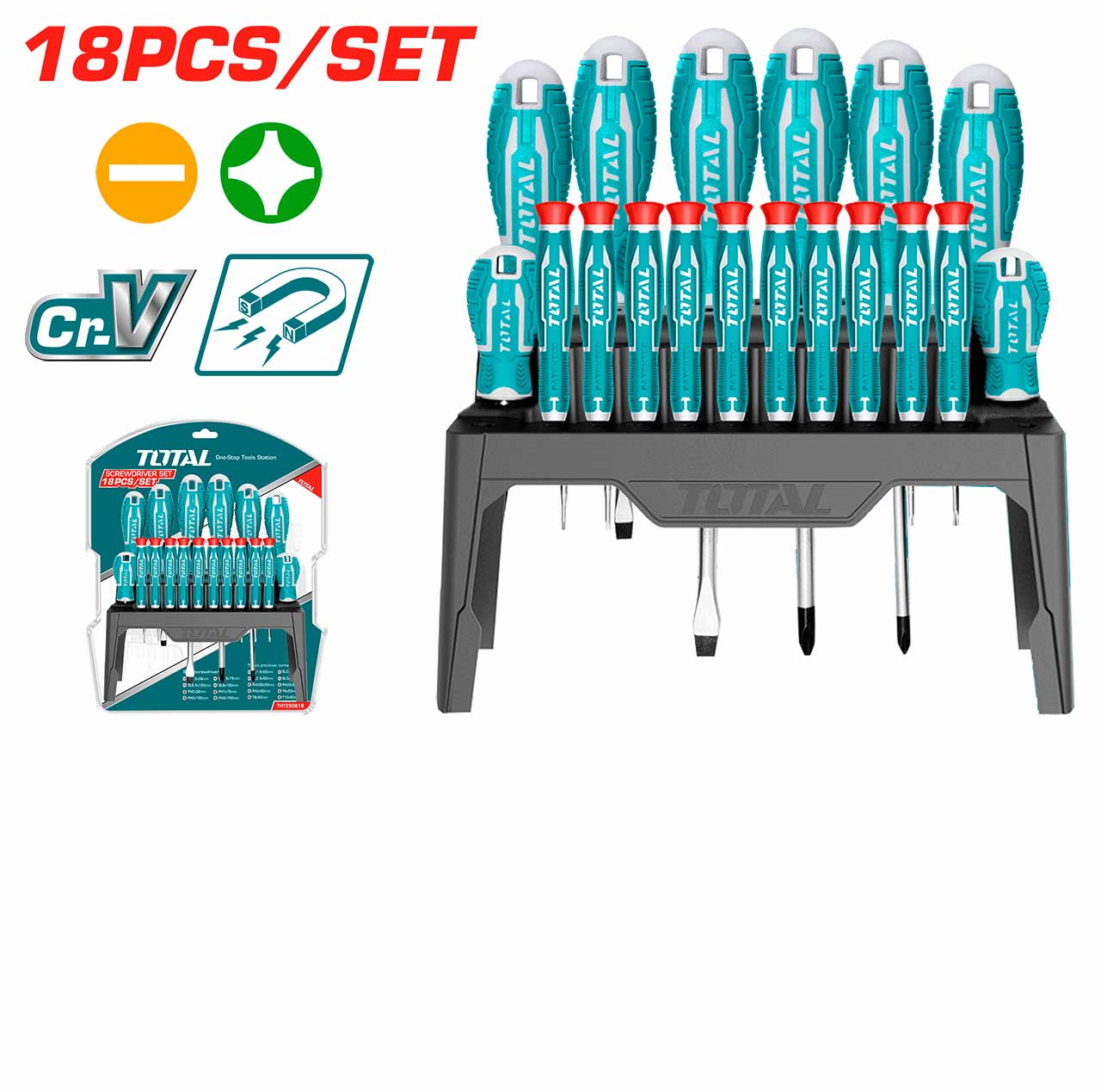 TOTAL 18-Piece Screwdriver & Precision Set THT250618