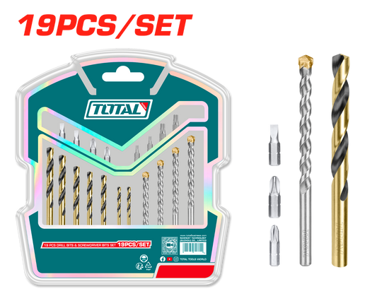 TOTAL 19-Piece Drill Bits & Screwdriver Bits Set TACSDB1901